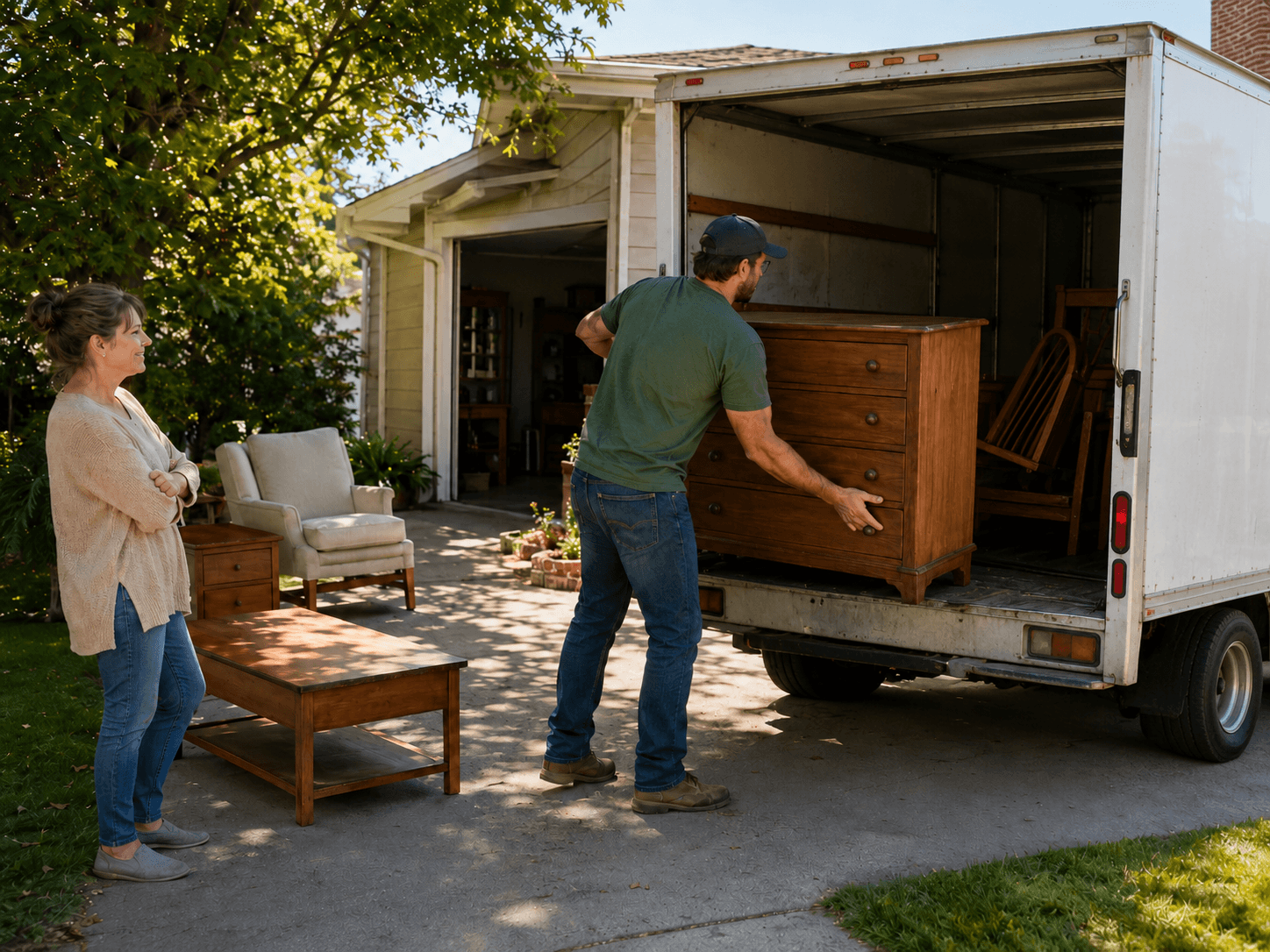 Local estate buyer loading furniture for pickup